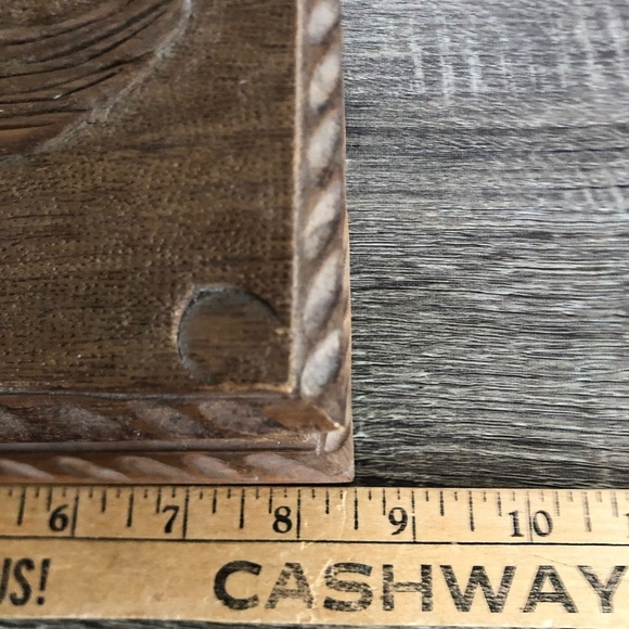 Hand Carved Double Eagle Wood Box with Key - Picture 13 of 15